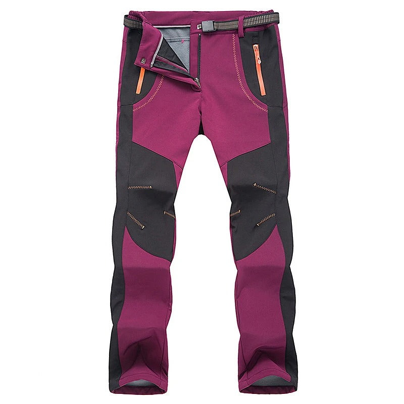 Women Winter Fleece Pants Warm Waterproof Hiking Pants Outdoor Camping Climbing Skiing Soft Shell Windproof Rain Trousers