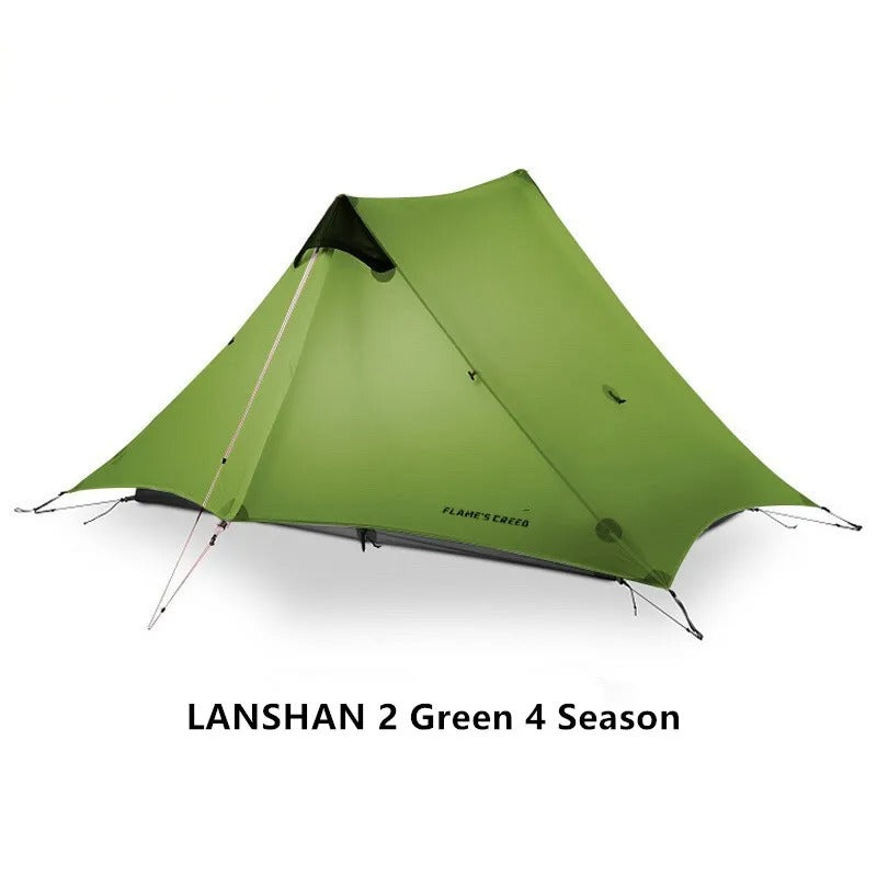 New Version FLAME'S CREED LanShan 2 Person Oudoor Ultralight Camping Tent 3 Season Professional 15D Silnylon Rodless Tent