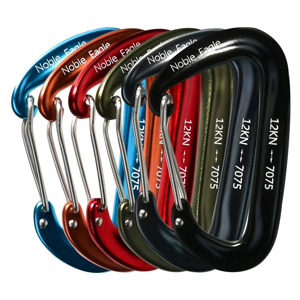 6Pcs 12kn Carabiner Set D Ring Heavy Duty Aluminum Tactical Carabiners Clips Camping Hiking Climbing Hook Hammock Outdoor Gear