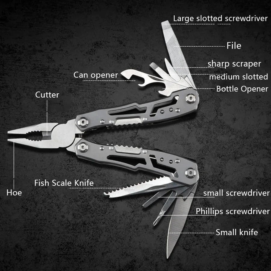 Camping Multitool Stainless Steel Portable Folding Knife Pliers Outdoor Emergency Survival Gear Multifunction Tools for Hiking