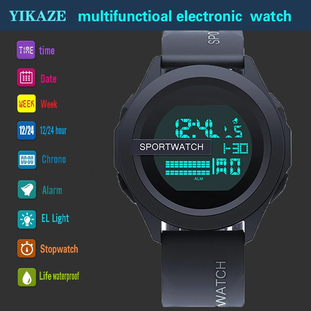 Sport Watch for Men Military Digital Watch Stopwatch Luminous Date Week Waterproof Men's Clock Electronic Wristwatch