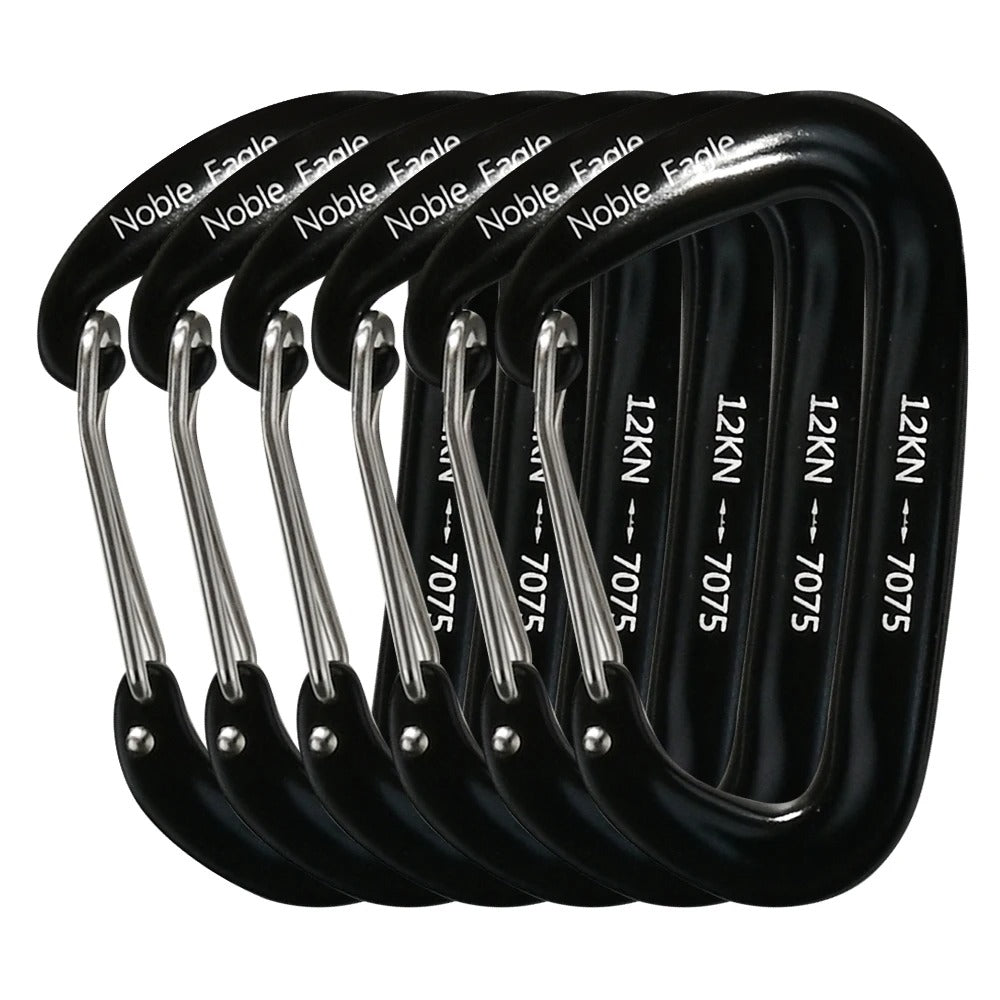 6Pcs 12kn Carabiner Set D Ring Heavy Duty Aluminum Tactical Carabiners Clips Camping Hiking Climbing Hook Hammock Outdoor Gear